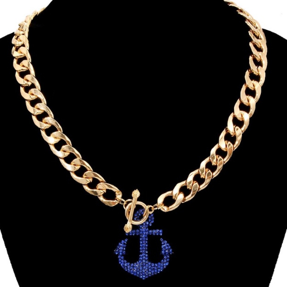 Blue Sail Gold Toggle Necklace Nwt 38$